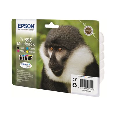 8715946507231-Epson T0895 Singe - Pack de 4 - noir, cyan, magenta, jaune - cartouche d'encre originale-Angle droit-0