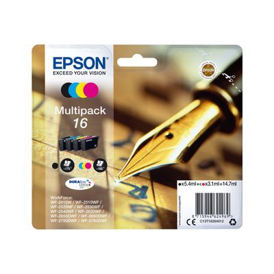 8715946519821-Epson 16 Stylo plume - Pack de 4 - noir, cyan, magenta, jaune - cartouche d'encre originale-Avant-1