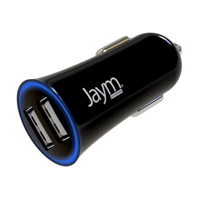 3701263503426-JAYM - Chargeur allume cigare pour voiture - 2 USB + câble USB vers Micro-USB - noir-Angle gauche-0