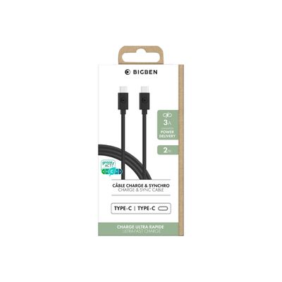 3571211435556-Bigben - Câble de charge et de synchronisation USB-C - 2 m - noir-Avant-1