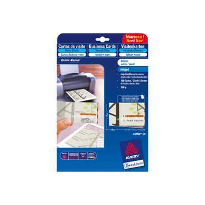 4004182032749-Avery Quick&Clean - 100 cartes de visite pliées - 54 x 84 mm-Avant-0