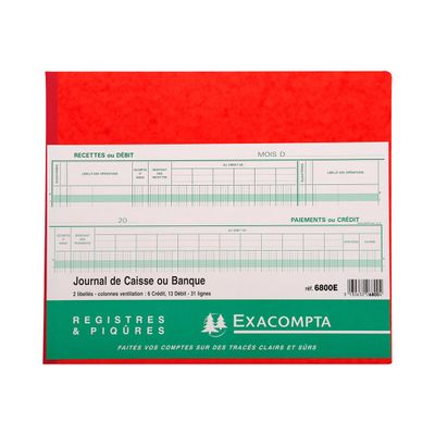 3130632068004-Exacompta - Journal de caisse ou banque - 19 colonnes : 13 débits/6 crédits - 27 x 32 cm horizon-Avant-0