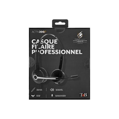3303170105269-T'nB ACTIV 200S - casque filaire avec micro - noir-Arrière-5