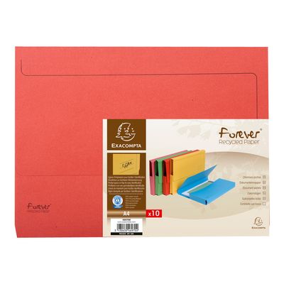 3130632469757-Exacompta Forever - 10 Paquets de 10 Chemises poche - 290 gr - rouge-Avant-1