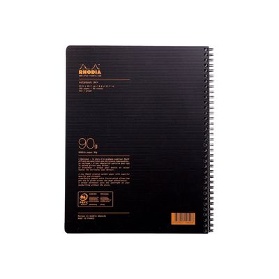 3037921199008-RhodiActive - Cahier à spirale A4+ (22,5 x 29,7 cm) - 160 pages - petits carreaux (5x5 mm) - noir-Avant-1