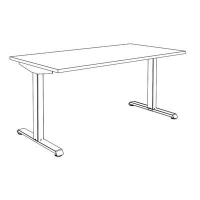 3253310160002-Bureau LEVEL - Bureau éléctrique - L140 - pied blanc - plateau Blanc perle--4