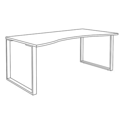 3253310280748-Bureau vague symétrique LOFTER - L180 cm - Plateau imitation noyer - pied Carbone--4
