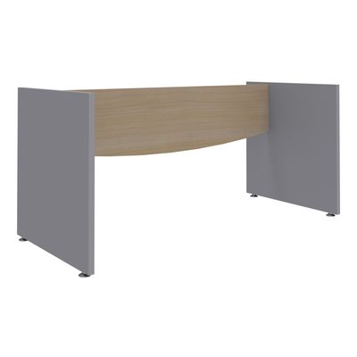 3253310106833-Bureau compact à droite DUAL - L180 cm - Pieds alu - plateau imitation Erable (Pieds de renfort ou caisson bout de bureau obligatoire à rajou--3