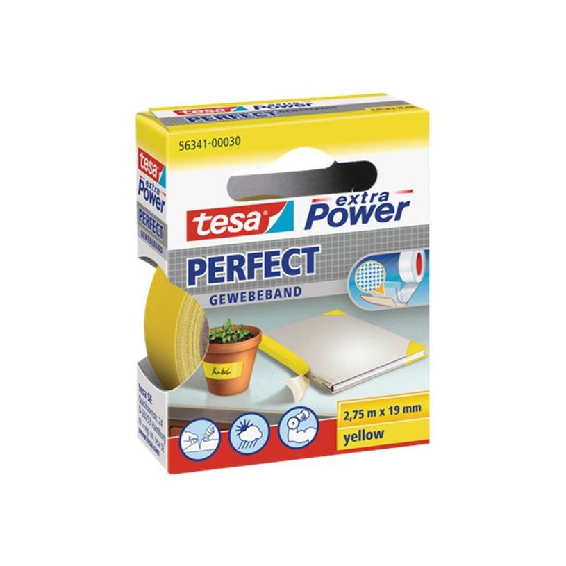 4042448044051-Tesa extra Power Perfect - Ruban adhésif en toile - 19 mm x 2.75 m - jaune-P_56339_3-0