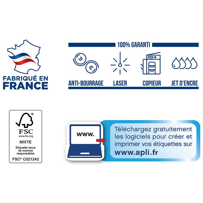 3270241190090-Apli Agipa - 2100 Étiquettes adhésives blanches multi-usages - 70 x 42 mm - coins droits - -P_119009_2-1