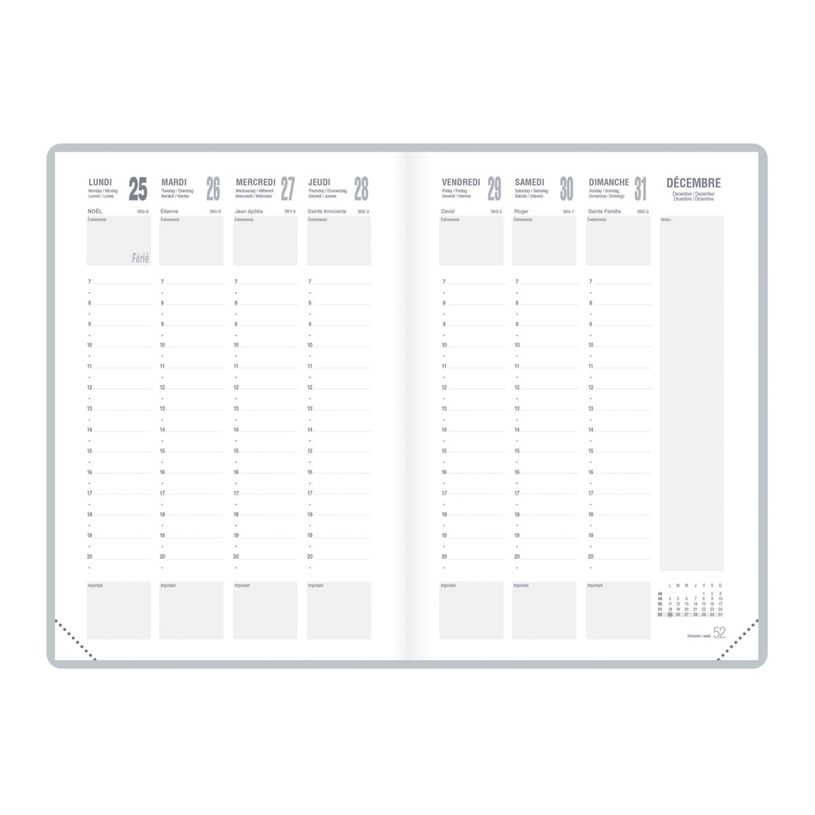 3147281200402-Agenda Classique - 1 semaine sur 2 pages - 21 x 29,7 cm - noir - Lecas--1