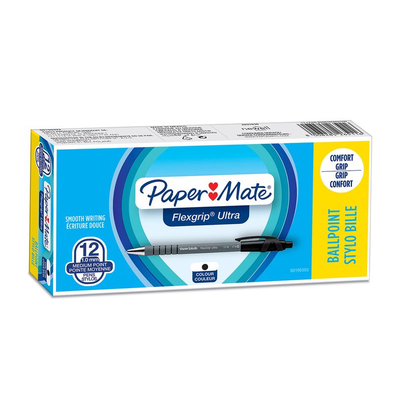 8008285265116-Paper Mate FlexGrip - 12 Stylos à bille - noir - rétractable-P_2651105_1-0