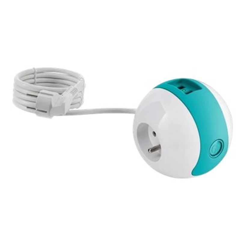 3760110686439-Watt&Co WATT'ball - multiprise 4 prises - 2 prises secteurs + 2 prises USB - blanc et turq-P_300028935_4-2