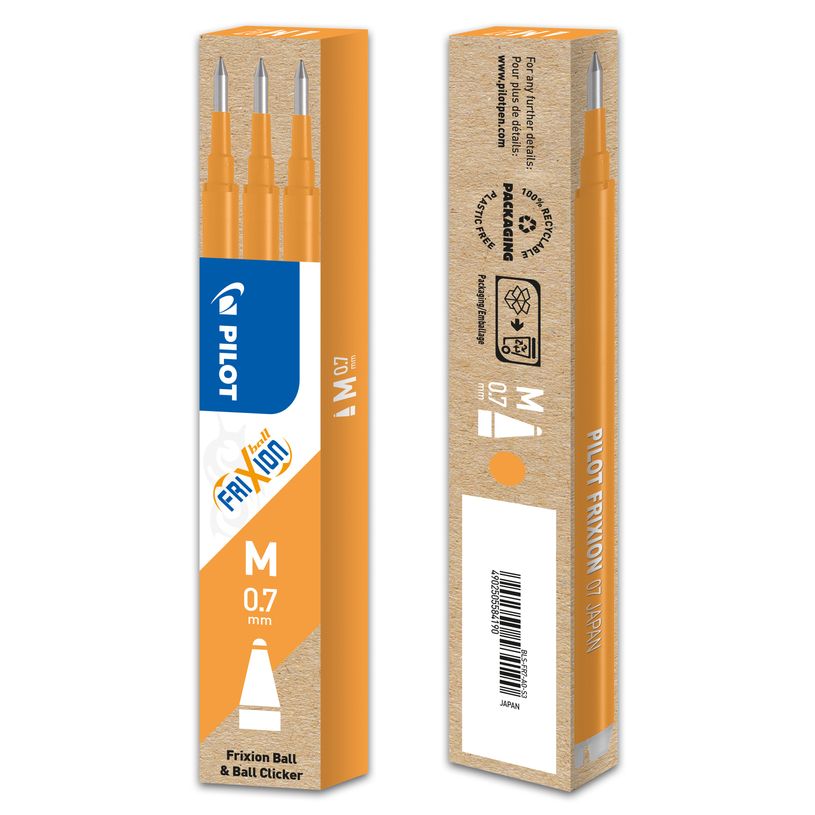 4902505584190-Pilot Frixion Ball - 3 Recharges pour rollers effaçables - 0,7 mm - orange abricot-P_400000400_2-1