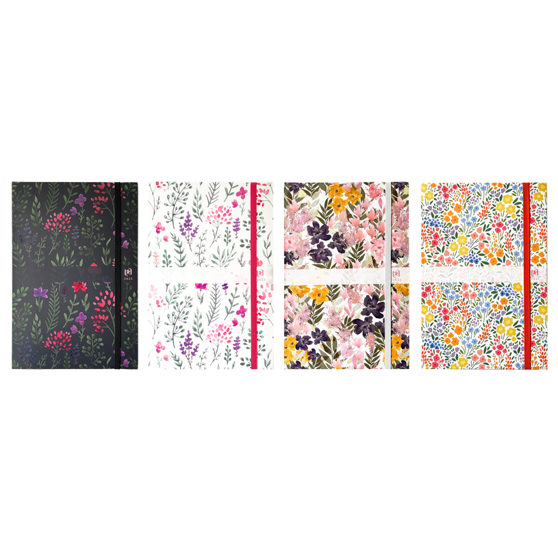 3147280122187-Agenda à élastique Oxford Flowers - 1 jour par page - 15 x 21 cm - disponible dans diff