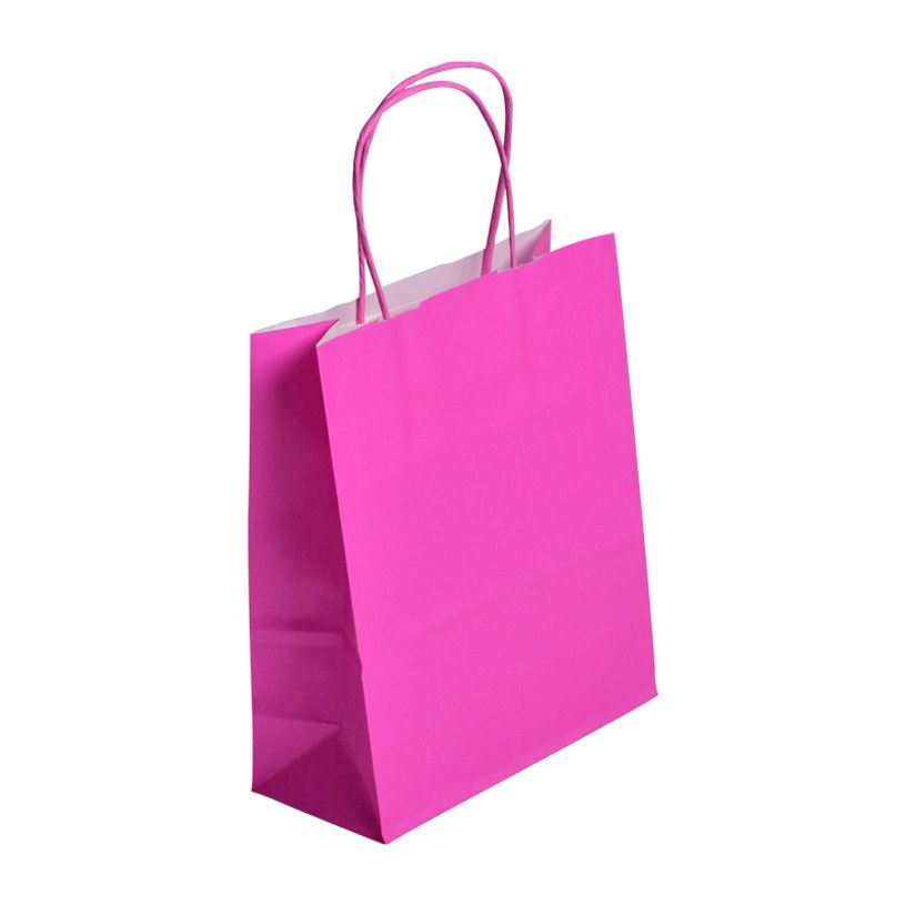 3135250988932-50 Sacs cadeau kraft - poignées torsadées - 22 cm x 12 cm x 31 cm - rose-P_400001208_1-0