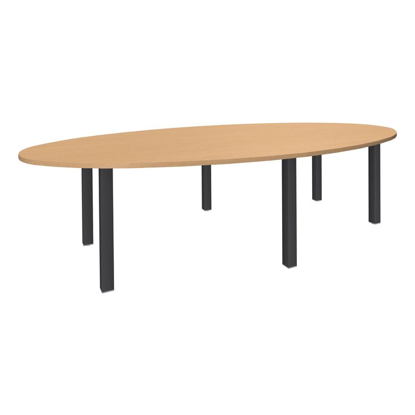 3253310171473-Table de réunion ovale - L280 cm - pieds exprim carbone - Plateau imitation hêtre-P_400001665_1-0