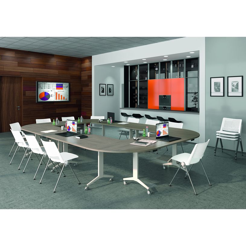 3253310160330-Table de réunion abattantes - L160 x P80 cm - pied blanc - plateau blanc perle-P_400001668_5-1