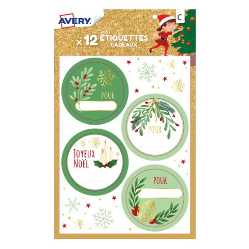 5014702140839-12 étiquettes cadeaux de Noël, motifs natures, vert-P_400002030_2-0