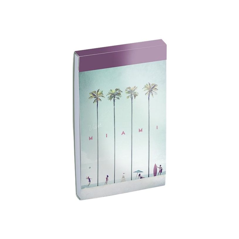 3700368754238-Bloc-notes 7,5 x 11,5 cm - 130 pages unies - Travel trip Blue Art - Miami-P_400004551_1-0