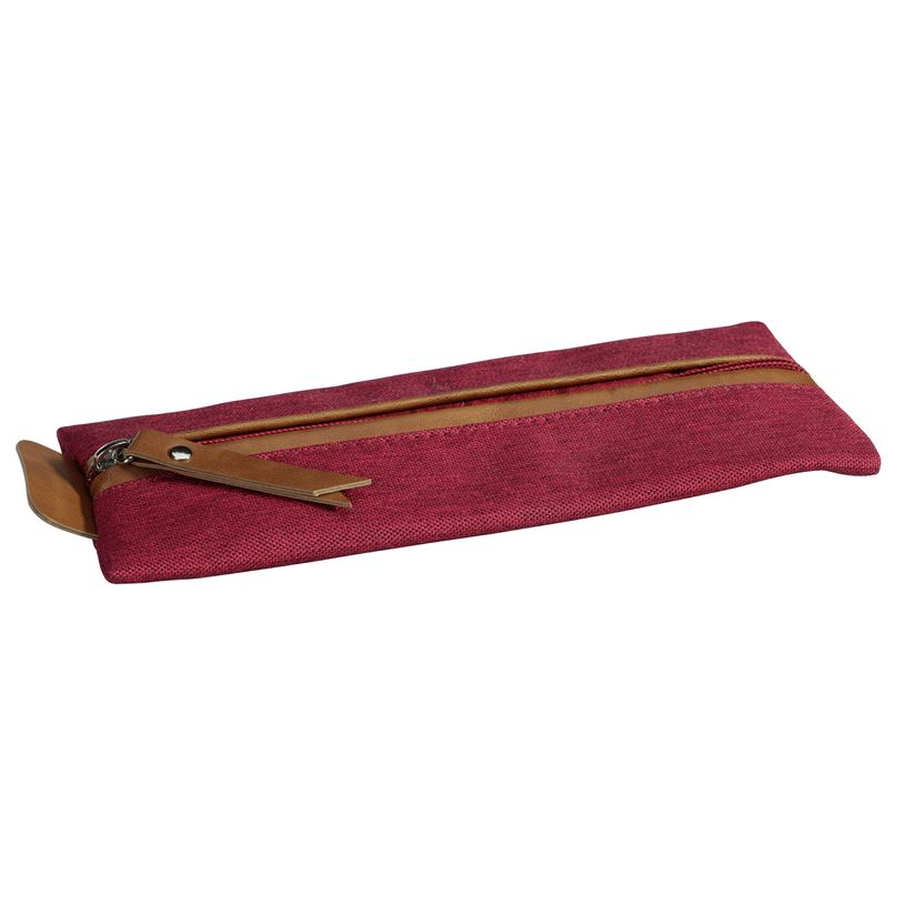 3173742244517-Trousse plate School 1 compartiment - bordeaux - PET recyclé - ouverture centrée - Carpe-P_400006170_1-0