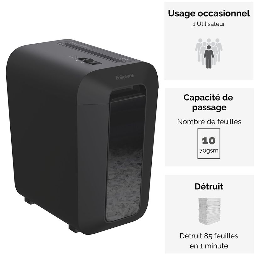 043859764792-Fellowes Powershred LX65 - destructeur de documents coupe croisée - 10 feuilles - Corbeille 22-P_400006920_15-2