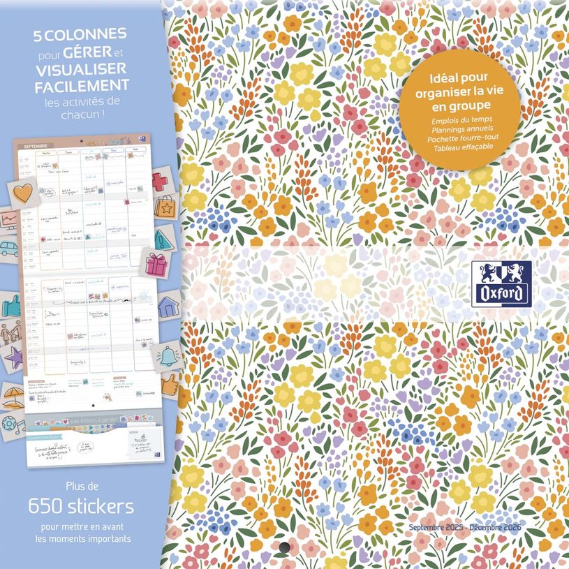 3147280205156-Calendrier Flowers 16 mois - 30 x 30 cm - différents modèles disponibles - Oxford-P_400007212_5-2
