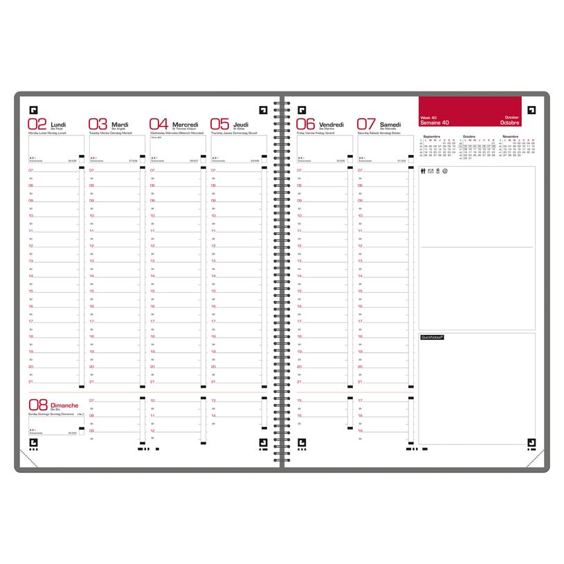 3147280205224-Agenda Oxford Office - 1 semaine sur 2 pages - 21 x 29,7 cm - gris/noir - Hamelin-P_400007216_2-1