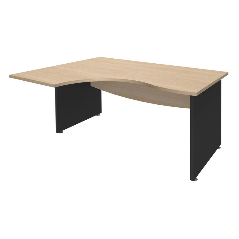 3253310175334-Bureau compact à gauche DUAL - L160 cm - Pieds Anthracite - plateau imitation Chêne clair (Pieds de renfort ou caisson bout de bureau obligat-P_400009057_1-0