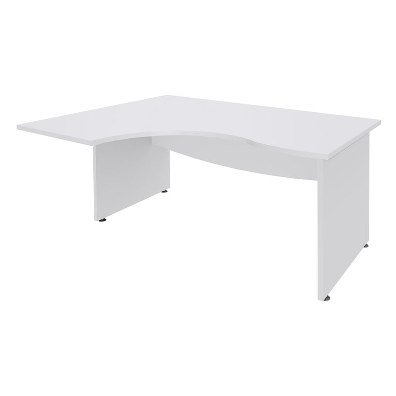 3253310175365-Bureau compact à gauche DUAL - L160 cm - Pieds blanc - plateau blanc (Pieds de renfort ou caisson bout de bureau obligat-P_400009061_1-0