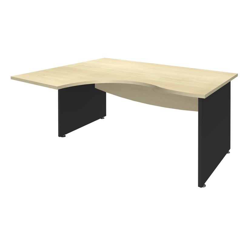 3253310106741-Bureau compact à gauche DUAL - L160 cm - Pieds Anthracite - plateau imitation Erable (Pieds de renfort ou caisson bout de bureau obligat-P_400009072_1-0