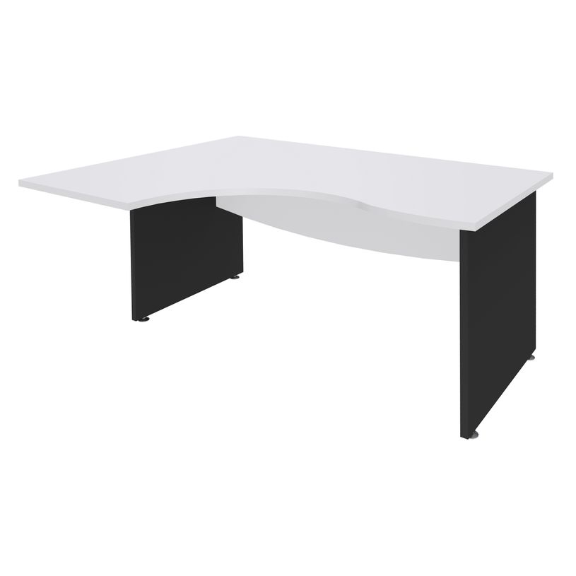 3253310106840-Bureau compact à gauche DUAL - L180 cm - Pieds Anthracite - plateau blanc (Pieds de renfort ou caisson bout de bureau obligat-P_400009096_1-0