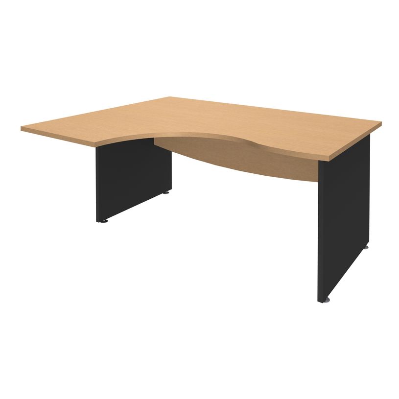 3253310106864-Bureau compact à gauche DUAL - L180 cm - Pieds Anthracite - plateau imitation Hêtre (Pieds de renfort ou caisson bout de bureau obligat-P_400009099_1-0
