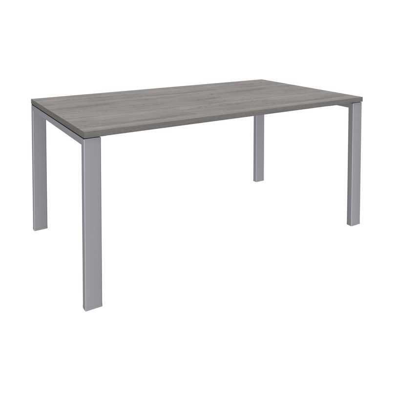 0404000120810-Bureau simple IRIS - L140 cm - Pieds aluminium - plateau imitation Chêne gris-P_400012081_1-0