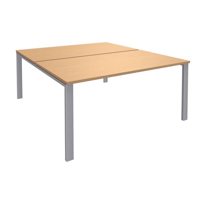 0404000121619-Bureau Bench IRIS - L120 cm - Plan de départ - Pieds aluminium - plateau imitation Hêtre-P_400012161_1-0