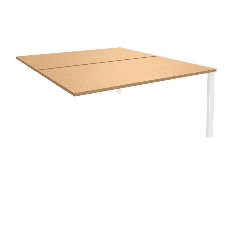 0404000122203-Bureau Bench IRIS - L140 cm - Plan suivant - Pieds blanc - plateau imitation Hêtre-P_400012220_1-0
