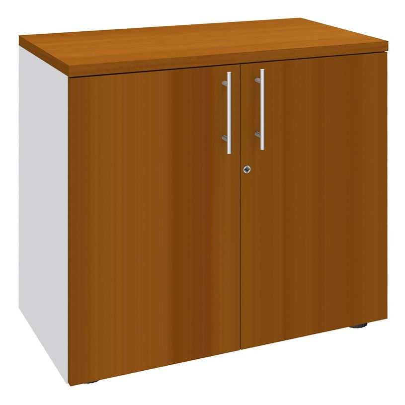0404000124474-Armoire basse EXPRIM/LOFTER - H72 x L80 x P47 - 2 portes - Corps Blanc perle - Dessus et p-P_400012447_1-0