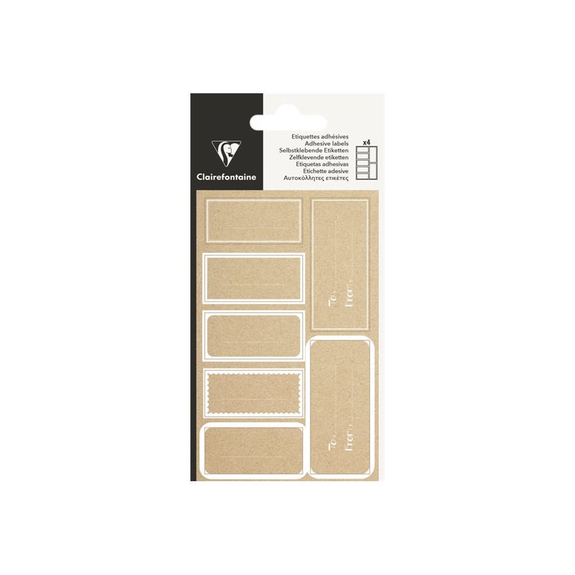 3329686170669-Clairefontaine - 28 Étiquettes cadeau kraft - rectangle blanc - 8 x 16 cm-P_405110205_1-0