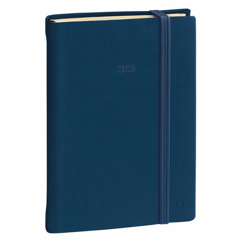 3371010466559-Agenda à élastique Silk President Prestige - 1 semaine sur 2 pages - 21 x 27 cm - bleu marine - Quo V--0