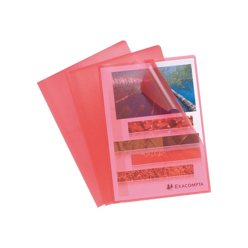 3130631561155-Exacompta - 10 Pochettes coin - A4 - 12/100 - rouge transparent-P_405113666_2-1