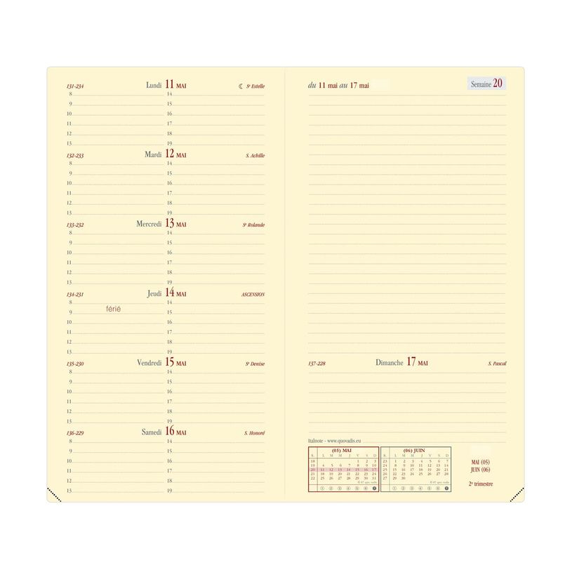3371010448425-Agenda de poche Soho Italnote avec répertoire - 1 semaine sur 2 pages - 8,8 x 17 cm - rouge - Quo Vadi--1