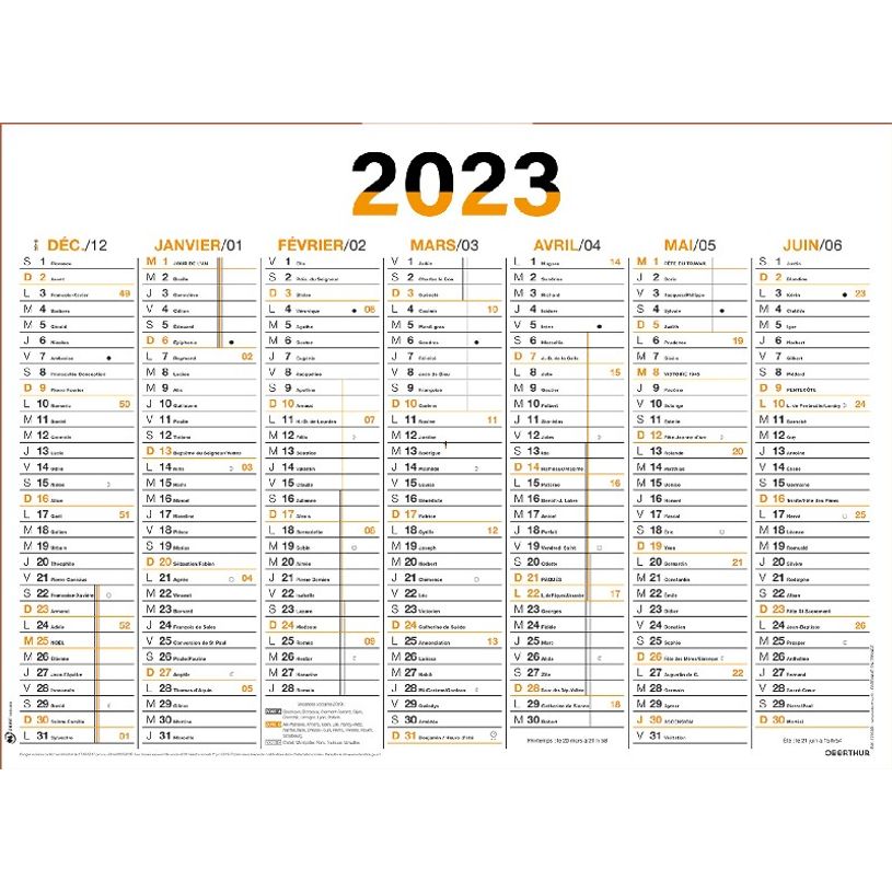 3664447125428-Oberthur Fluo - Calendrier 7 mois par face - 21 x 26,5 cm - orange-P_405120444_1-0
