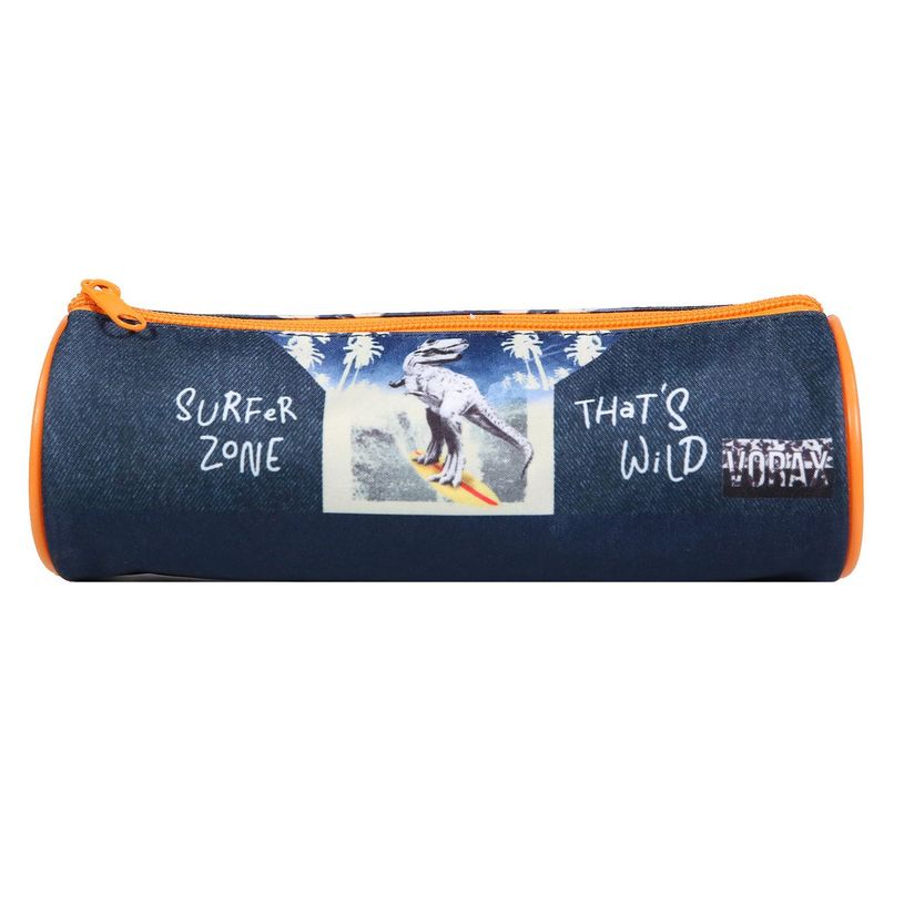 3666311010793-Trousse ronde Vorax Dinosaure - 1 compartiment - bleu - Bagtrotter-P_405128926_1-0