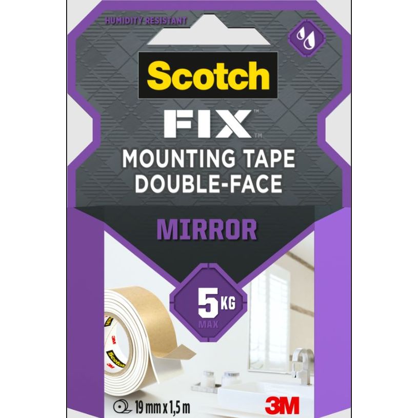 0404051339988-Scotch - Ruban adhésif Double face - Fix™ Miroirs & pièces humides, Jusqu'à 5kg 19mm -P_405133998_1-0