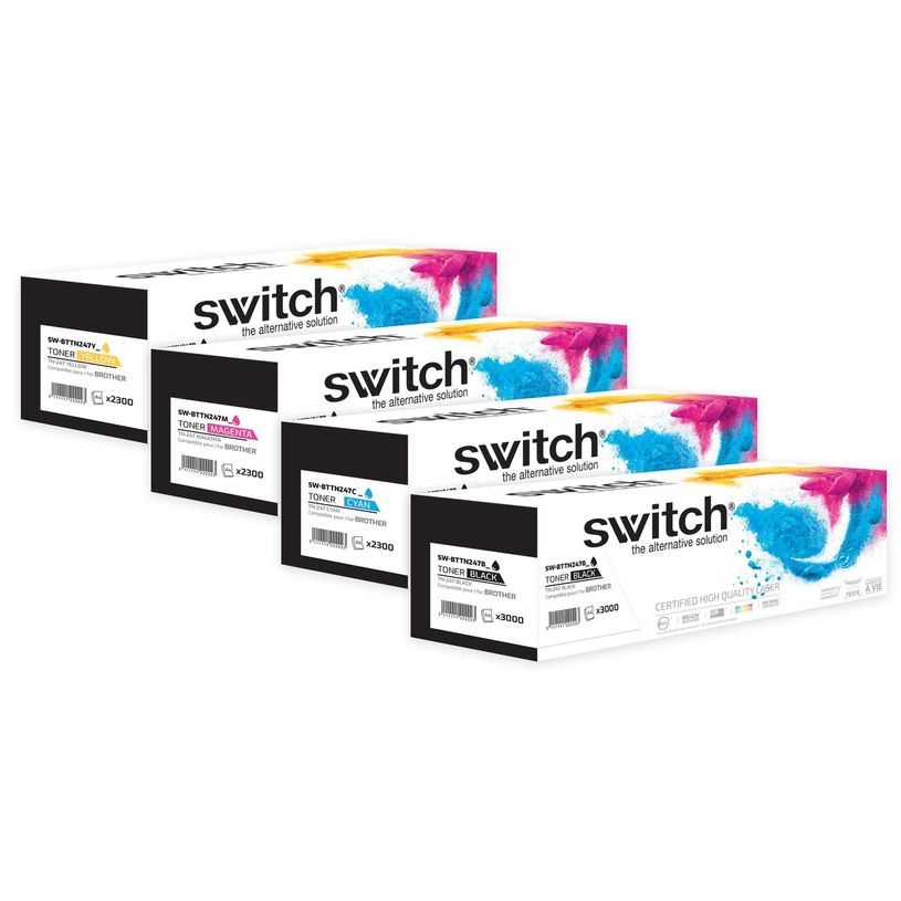 3701645507905-Cartouche laser compatible Brother TN247 - Pack de 4 - Noir, cyan, magenta, jaune - Switch-P_405146045_1-0