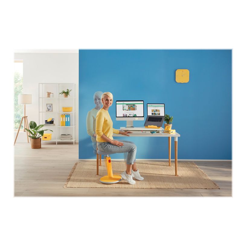 4002432129454-Leitz Ergo - Tabouret ergonomique assis/debout - hauteur réglable jusqu'à 79 cm - Jaune -P_405148760_6-4