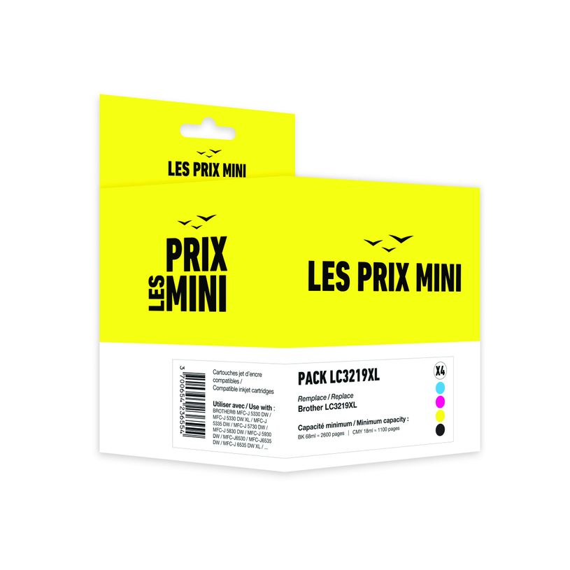 3700654236554-Cartouche compatible Brother LC3219XL - Pack de 4 - noir, cyan, magenta, jaune - LES PRIX -P_405149503_1-0