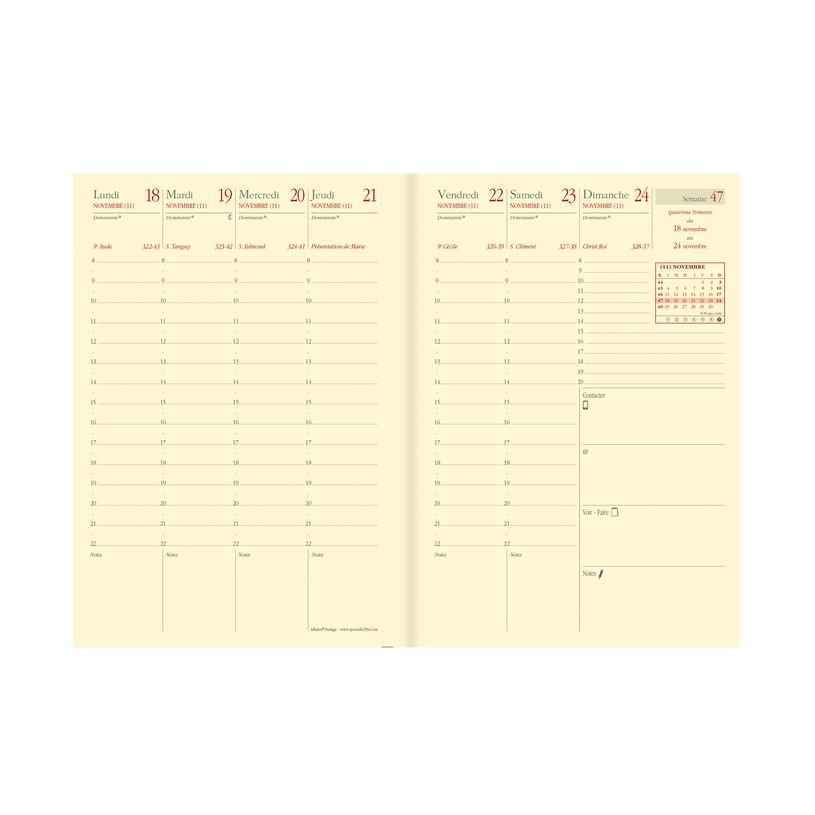 3371010480852-Agenda Impala Affaires Prestige - 1 semaine sur 2 pages - 10 x 15 cm - rouge - Quo Vadis-P_405149560_2-1