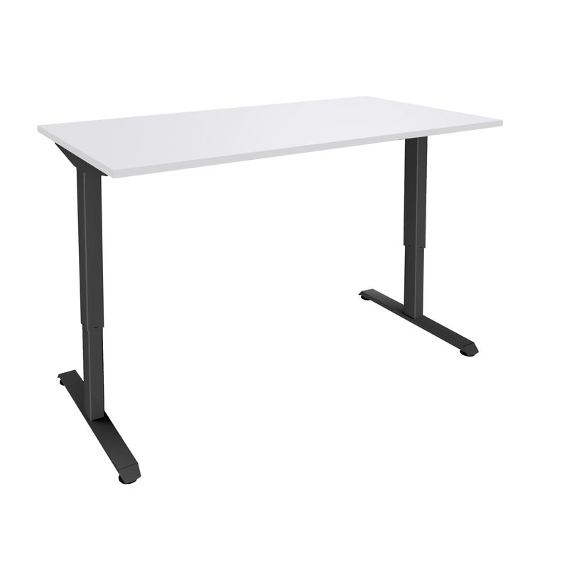 3253310234291-Bureau LEVEL - Bureau éléctrique - L160 - pied carbone - plateau Blanc perle-P_405150716_1-0