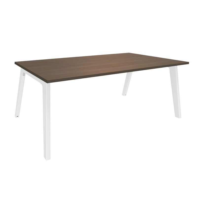 3253310300736-Bureau STEELY Manager - L180 x P100 x H72,5 cm - plateau imitation noyer - pieds blanc-P_405150770_1-0